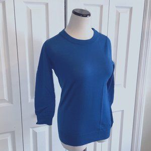 J. Crew 100% Merino 3/4 Sleeve Blue Sweater